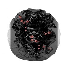 Samurai Oni Mask Standard 15  Premium Flano Round Cushions by Saga96