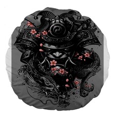 Samurai Oni Mask Large 18  Premium Flano Round Cushions by Saga96