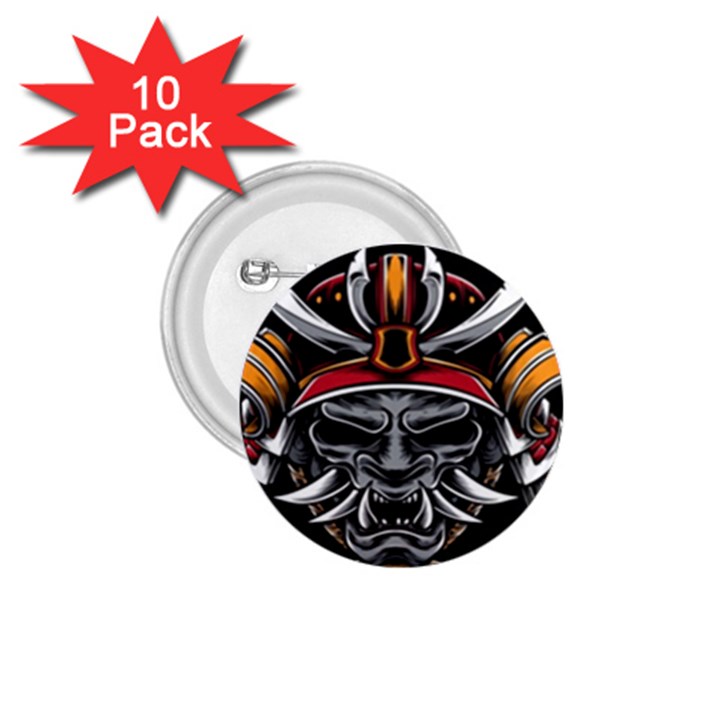 Samurai Oni Mask 1.75  Buttons (10 pack)