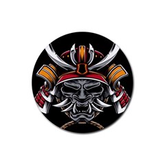 Samurai Oni Mask Rubber Coaster (round)  by Saga96