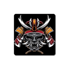 Samurai Oni Mask Square Magnet by Saga96