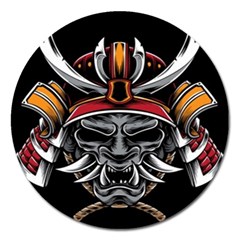 Samurai Oni Mask Magnet 5  (round) by Saga96