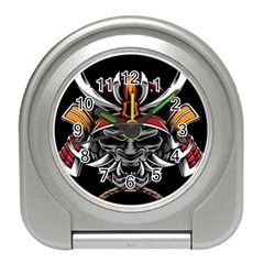 Samurai Oni Mask Travel Alarm Clock by Saga96