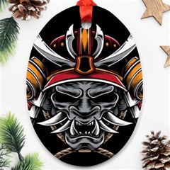 Samurai Oni Mask Oval Ornament (two Sides) by Saga96