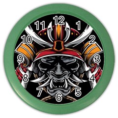 Samurai Oni Mask Color Wall Clock by Saga96