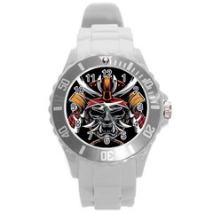 Samurai Oni Mask Round Plastic Sport Watch (l) by Saga96