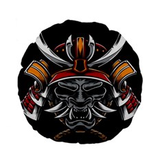 Samurai Oni Mask Standard 15  Premium Flano Round Cushions by Saga96