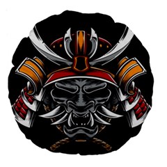 Samurai Oni Mask Large 18  Premium Flano Round Cushions by Saga96