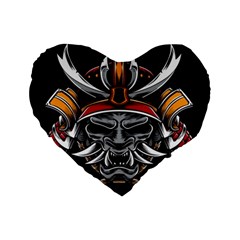 Samurai Oni Mask Standard 16  Premium Flano Heart Shape Cushions by Saga96