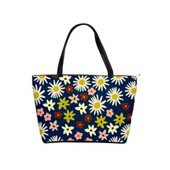 Floral Abstract Vector Seamless Pattern With Chamomile And Alpine Flowers In Minimalistic Style  Hand-drawn Botanical Repeated Background   Classic Shoulder Handbag