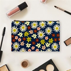 Floral Abstract Vector Seamless Pattern With Chamomile And Alpine Flowers In Minimalistic Style  Hand-drawn Botanical Repeated Background   Cosmetic Bag (medium) by EvgeniiaBychkova