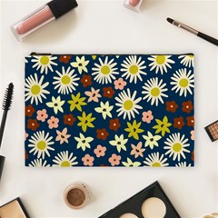 Floral Abstract Vector Seamless Pattern With Chamomile And Alpine Flowers In Minimalistic Style  Hand-drawn Botanical Repeated Background   Cosmetic Bag (large) by EvgeniiaBychkova