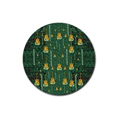 Guitars In The Most Beautiful Landscape Of Fantasy And Sakura Rubber Round Coaster (4 Pack)  by pepitasart