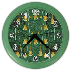 Guitars In The Most Beautiful Landscape Of Fantasy And Sakura Color Wall Clock by pepitasart