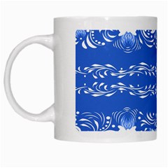 Blue Flowers White Mugs by Eskimos