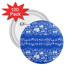 Blue Flowers 2 25  Buttons (100 Pack)  by Eskimos