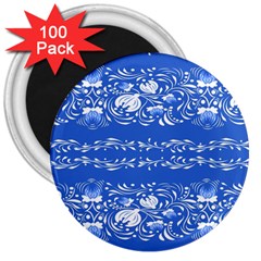 Blue Flowers 3  Magnets (100 Pack) by Eskimos