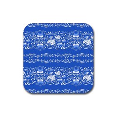 Blue flowers Rubber Coaster (Square) 