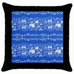 Blue flowers Throw Pillow Case (Black)