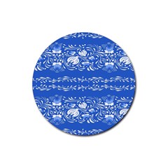 Blue Flowers Rubber Coaster (round)  by Eskimos