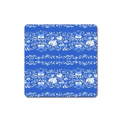 Blue flowers Square Magnet