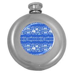 Blue Flowers Round Hip Flask (5 Oz) by Eskimos