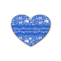 Blue flowers Rubber Coaster (Heart) 