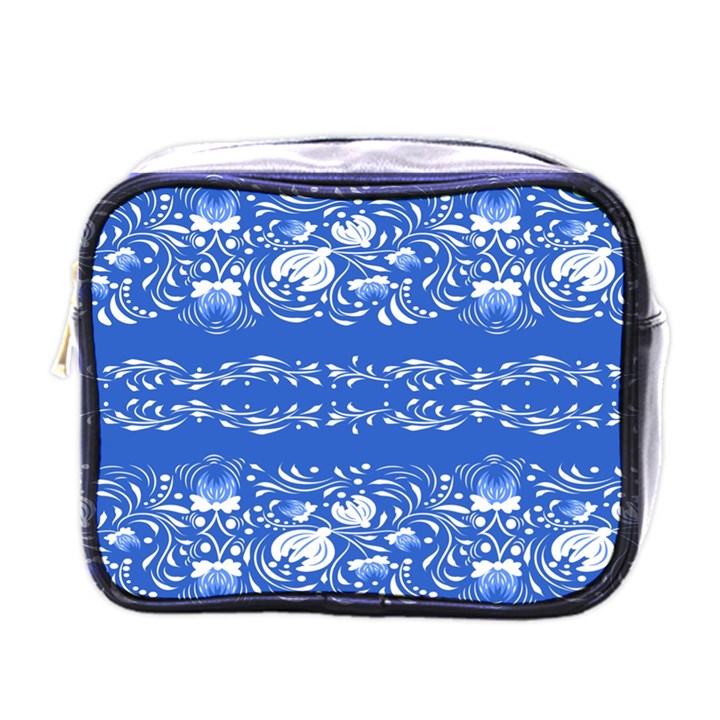 Blue flowers Mini Toiletries Bag (One Side)