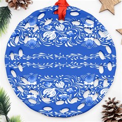 Blue flowers Round Filigree Ornament (Two Sides)