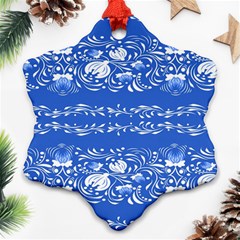 Blue flowers Snowflake Ornament (Two Sides)