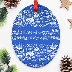 Blue flowers Oval Filigree Ornament (Two Sides)