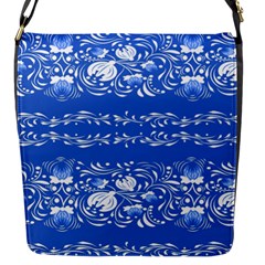 Blue flowers Flap Closure Messenger Bag (S)