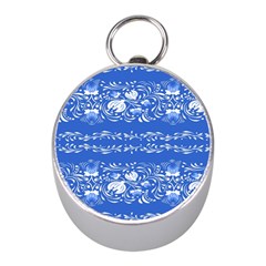 Blue flowers Mini Silver Compasses