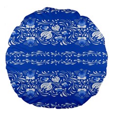 Blue flowers Large 18  Premium Flano Round Cushions