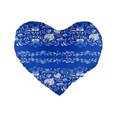 Blue Flowers Standard 16  Premium Flano Heart Shape Cushions by Eskimos