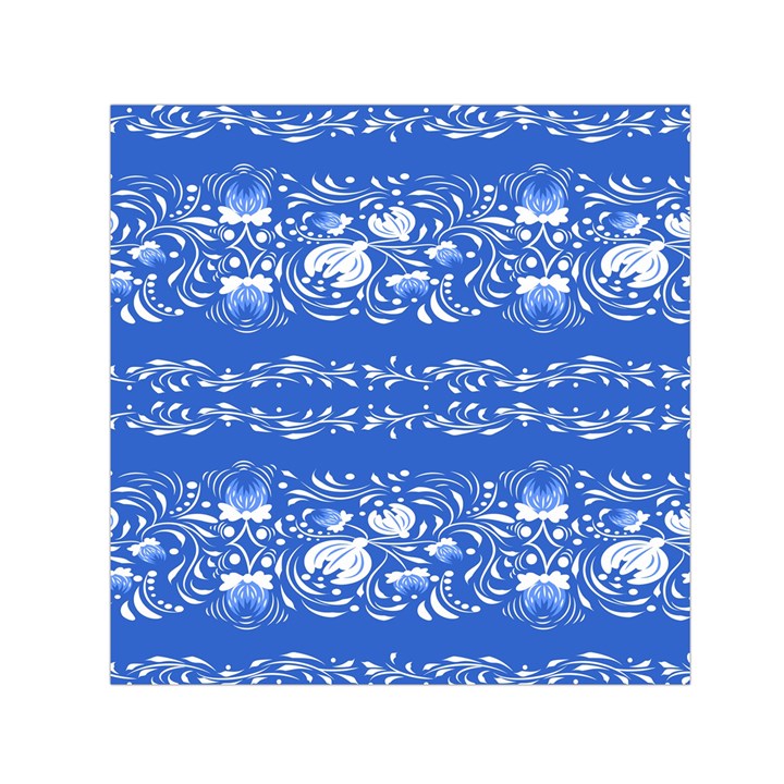 Blue flowers Small Satin Scarf (Square)