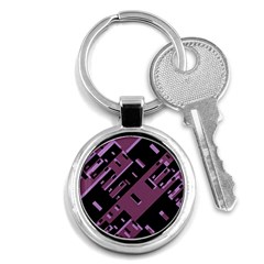 Dark Geometric Shapes Print Pattern Key Chain (round)