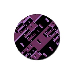 Dark Geometric Shapes Print Pattern Rubber Round Coaster (4 Pack)  by dflcprintsclothing