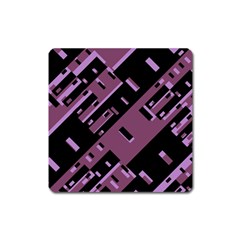 Dark Geometric Shapes Print Pattern Square Magnet by dflcprintsclothing