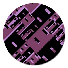 Dark Geometric Shapes Print Pattern Magnet 5  (round) by dflcprintsclothing