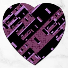 Dark Geometric Shapes Print Pattern Jigsaw Puzzle (heart) by dflcprintsclothing