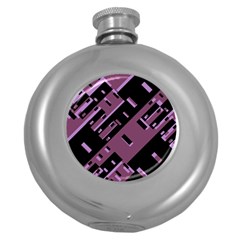 Dark Geometric Shapes Print Pattern Round Hip Flask (5 Oz) by dflcprintsclothing