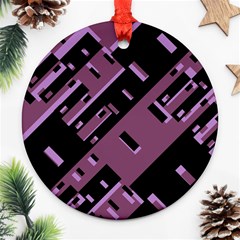 Dark Geometric Shapes Print Pattern Round Ornament (two Sides) by dflcprintsclothing