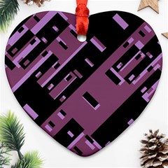 Dark Geometric Shapes Print Pattern Heart Ornament (two Sides) by dflcprintsclothing