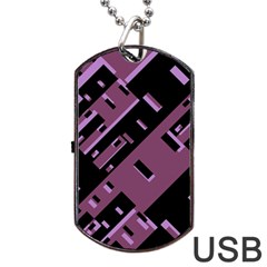 Dark Geometric Shapes Print Pattern Dog Tag Usb Flash (two Sides)