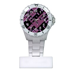 Dark Geometric Shapes Print Pattern Plastic Nurses Watch by dflcprintsclothing