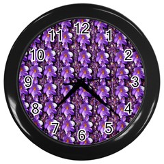 Flowers Into A Decorative Field Of Bloom Popart Wall Clock (black) by pepitasart