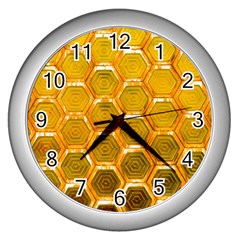 Hexagonal Windows Wall Clock (silver) by essentialimage365