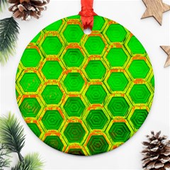 Hexagon Window Round Ornament (two Sides) by essentialimage365