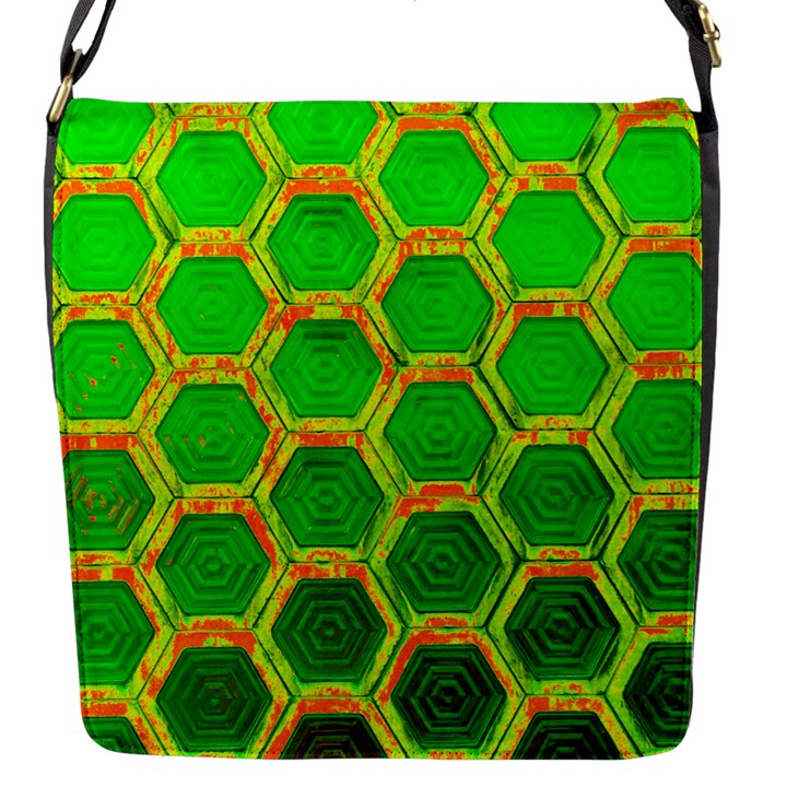 Hexagon Window Flap Closure Messenger Bag (S)